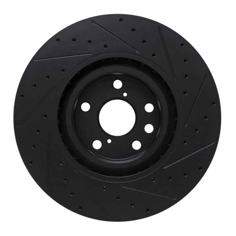 Lexus IS Brake Rotor (1) - Front - R1 Concepts - Drilled & Slotted - Black - `11-`25